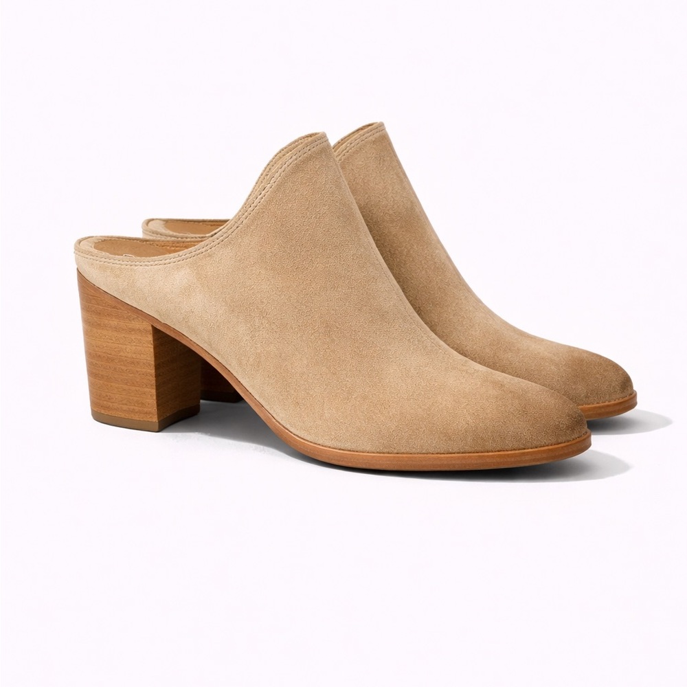 Frye Mule Naomi Clog Heels – Beige Suede – 8.5